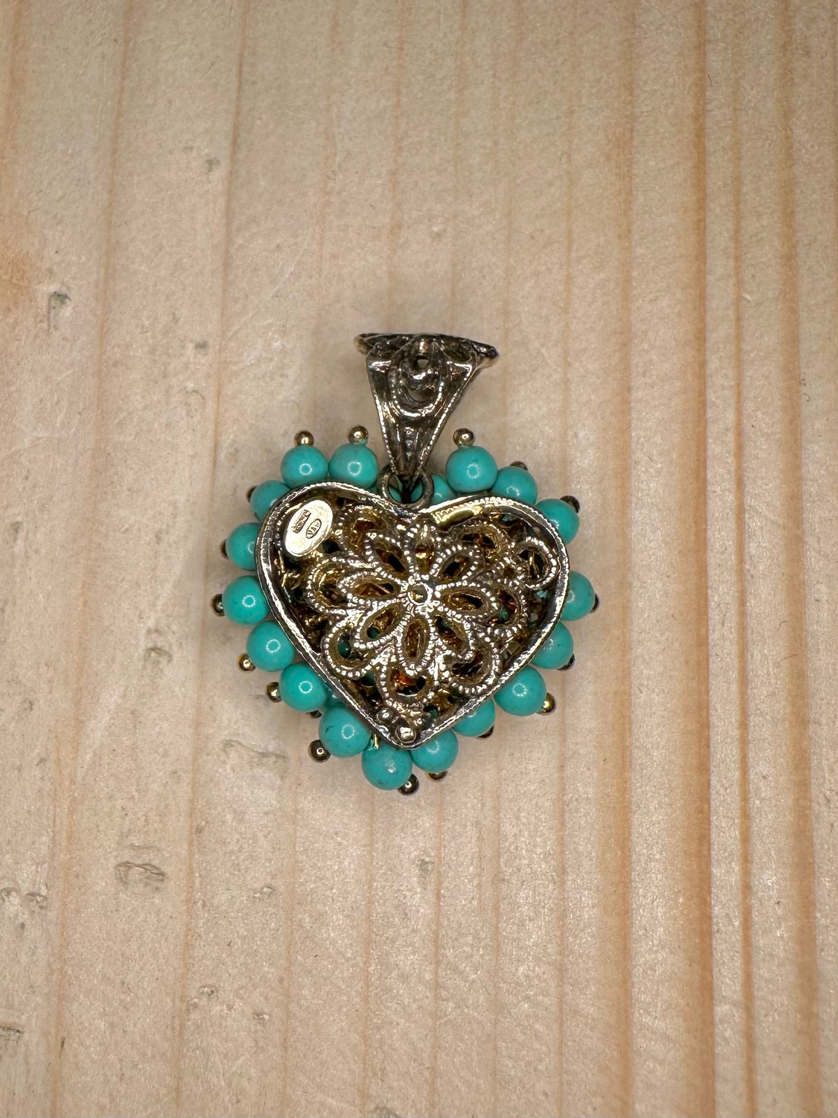 Heart Shaped Turquoise Bead 925 Sterling Silver Pendant