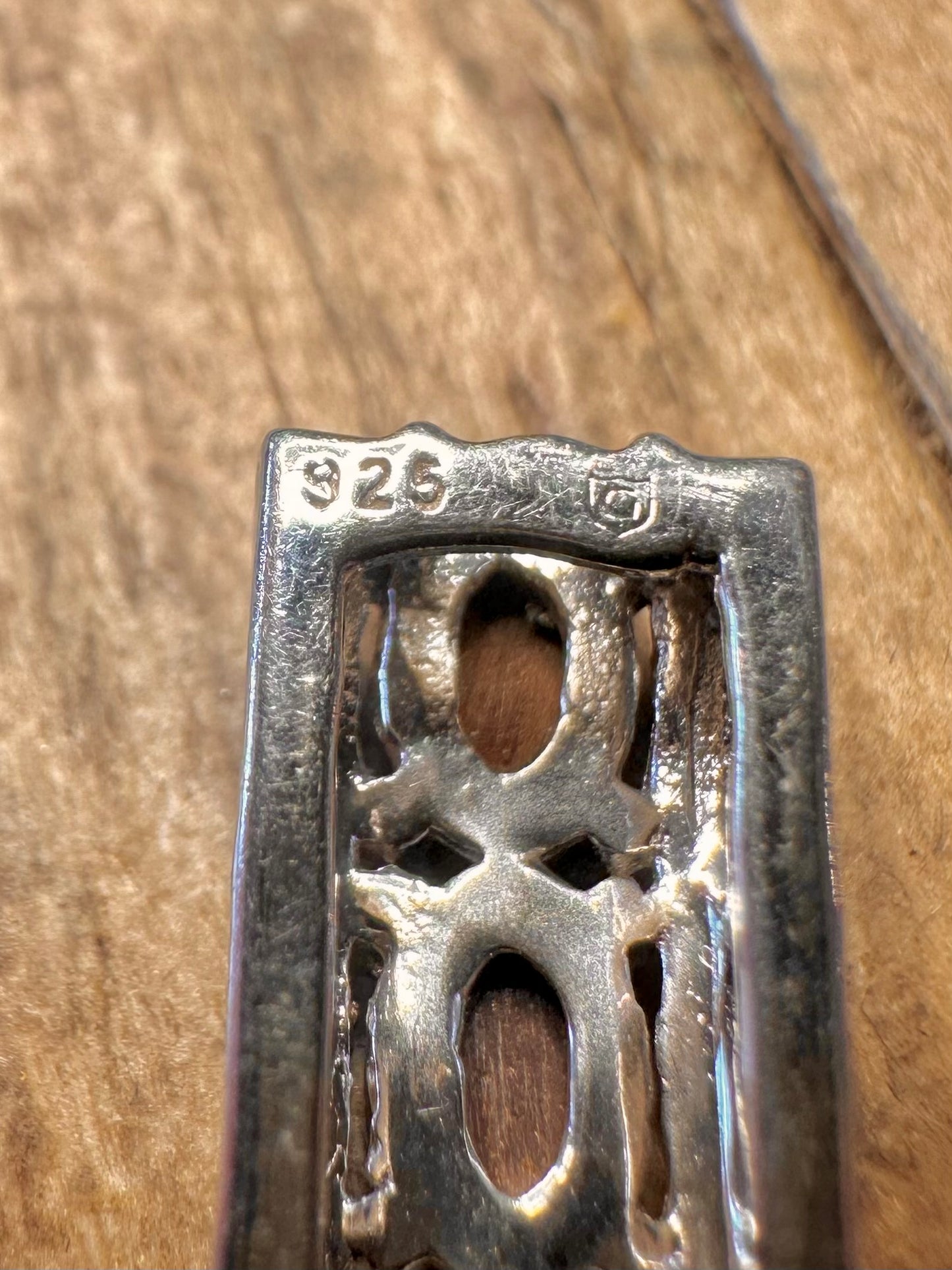 Moderner schwarzer ovaler Opal-weißer CZ-Rechteck-Anhänger aus 925er Sterlingsilber