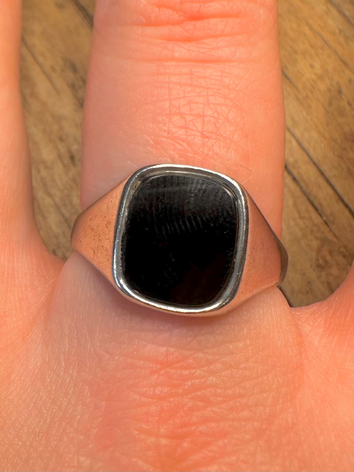 Onyx Square Signet 925 Sterling Silver Size V Ring