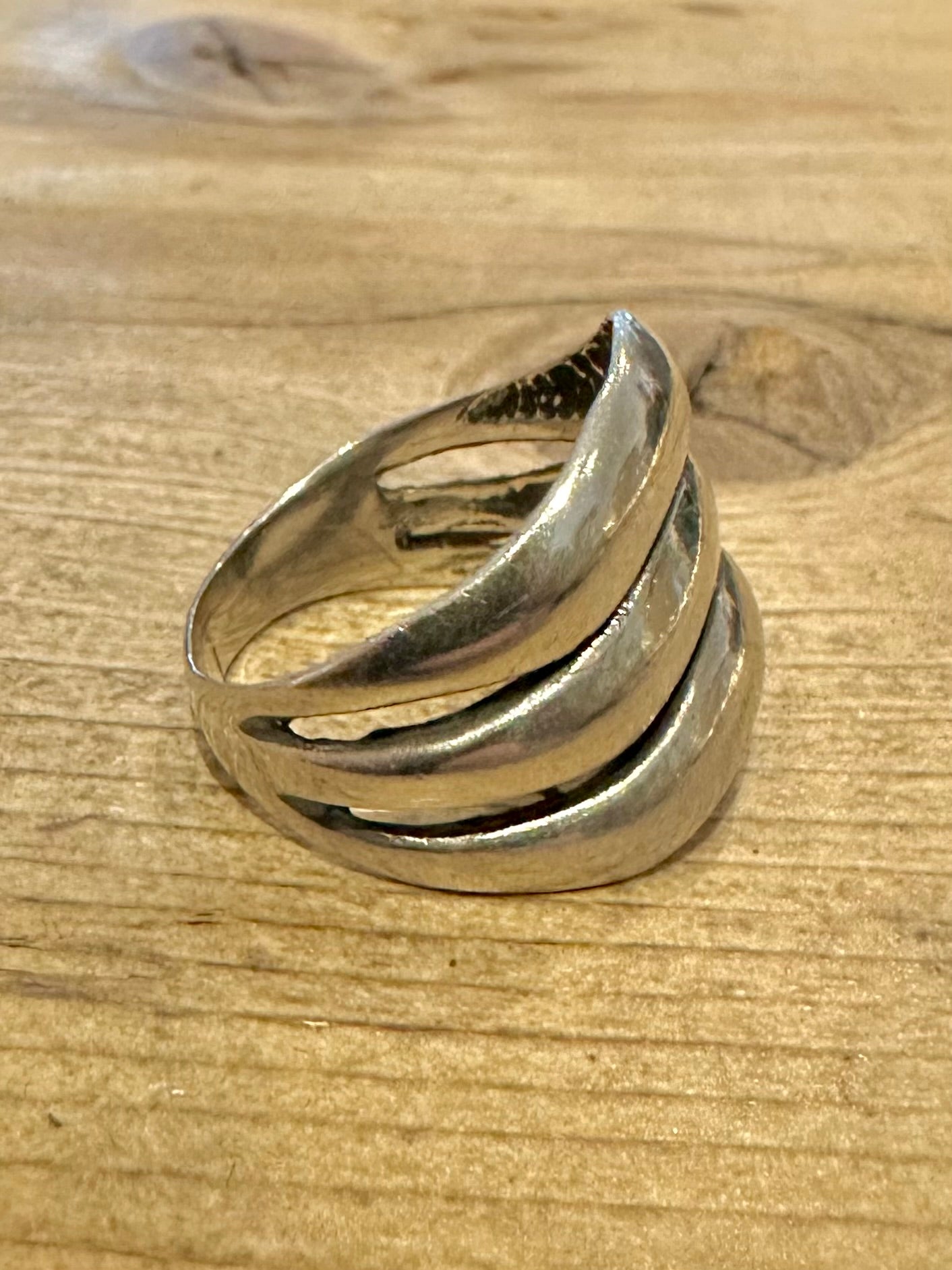 Abstract Layer 925 Silver Size T Ring