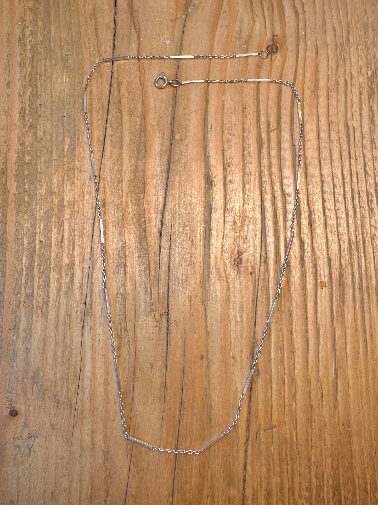 Bar and Cable Chain 925 Sterling Silver 18.5 inch Necklace