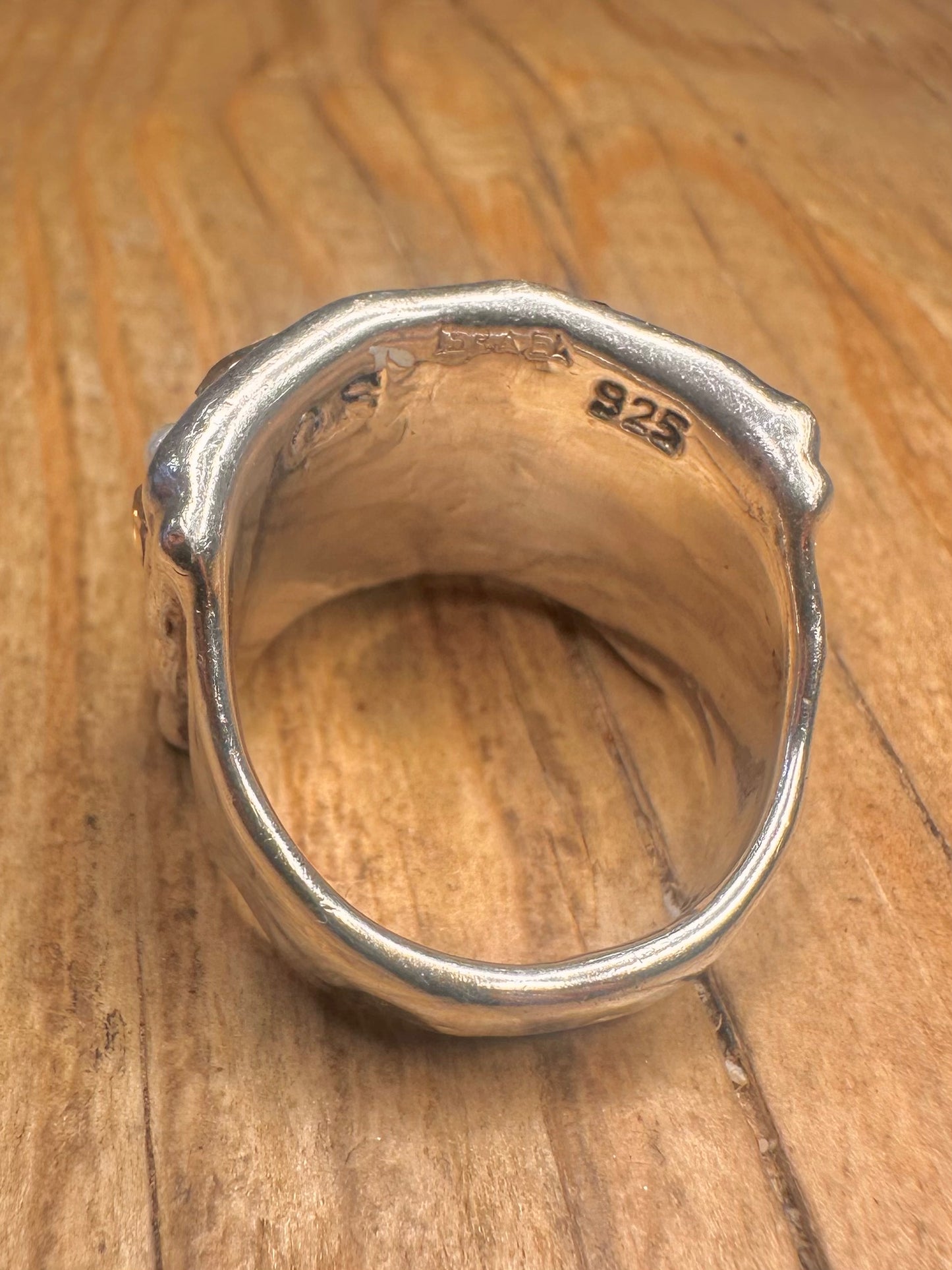 Vintage Sea Themed Stones and Pearl 925 Sterling Silver Size U Ring