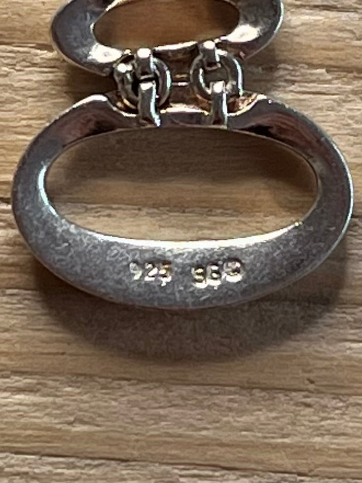 Tiered Oval 925 Marked SG Sterling Silver Pendant