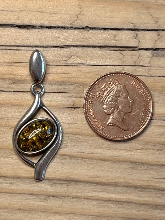 Yellow Amber 925 Sterling Silver Pendant