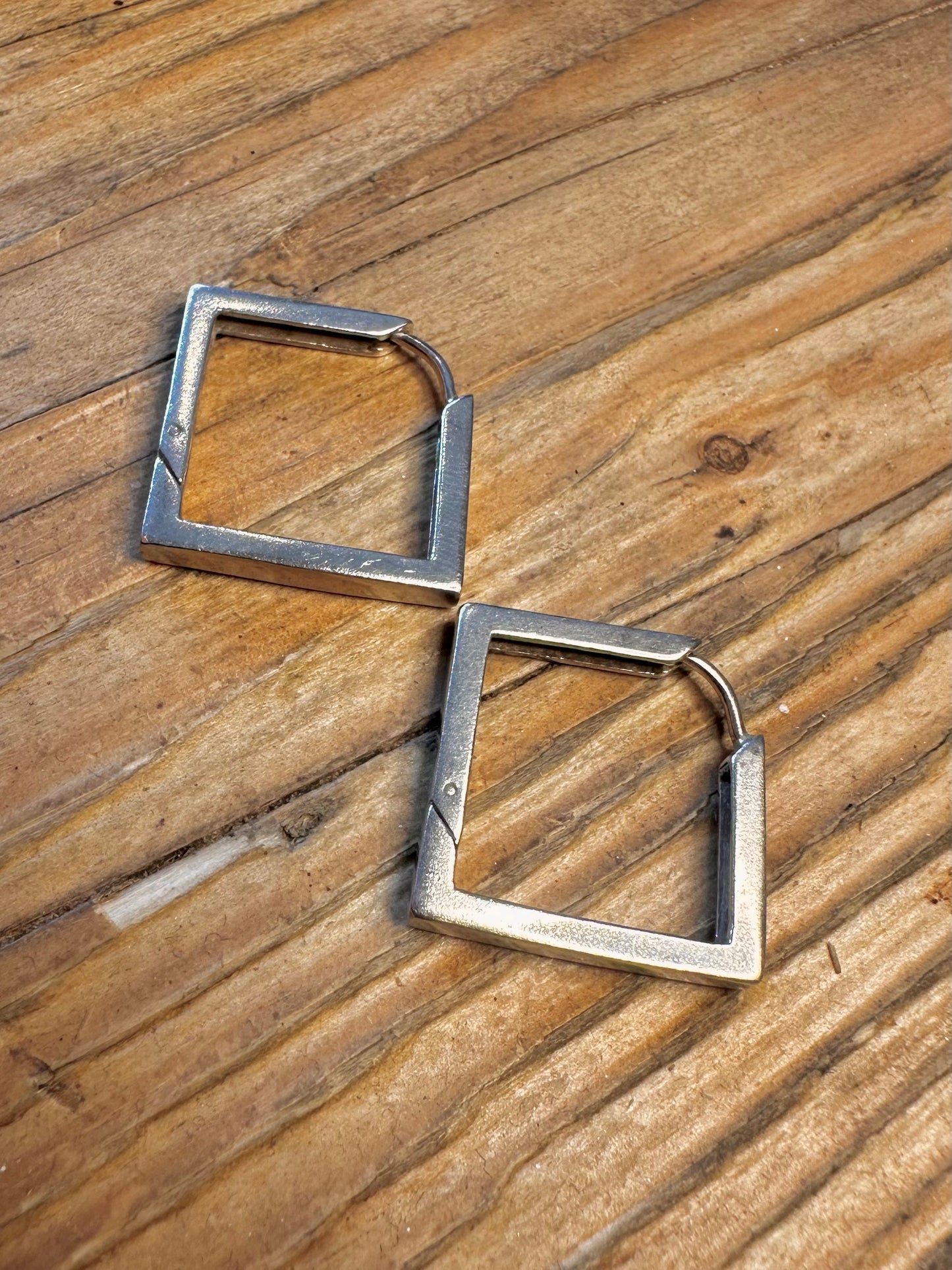 Square Modernist Hoops 925 Sterling Silver Earrings