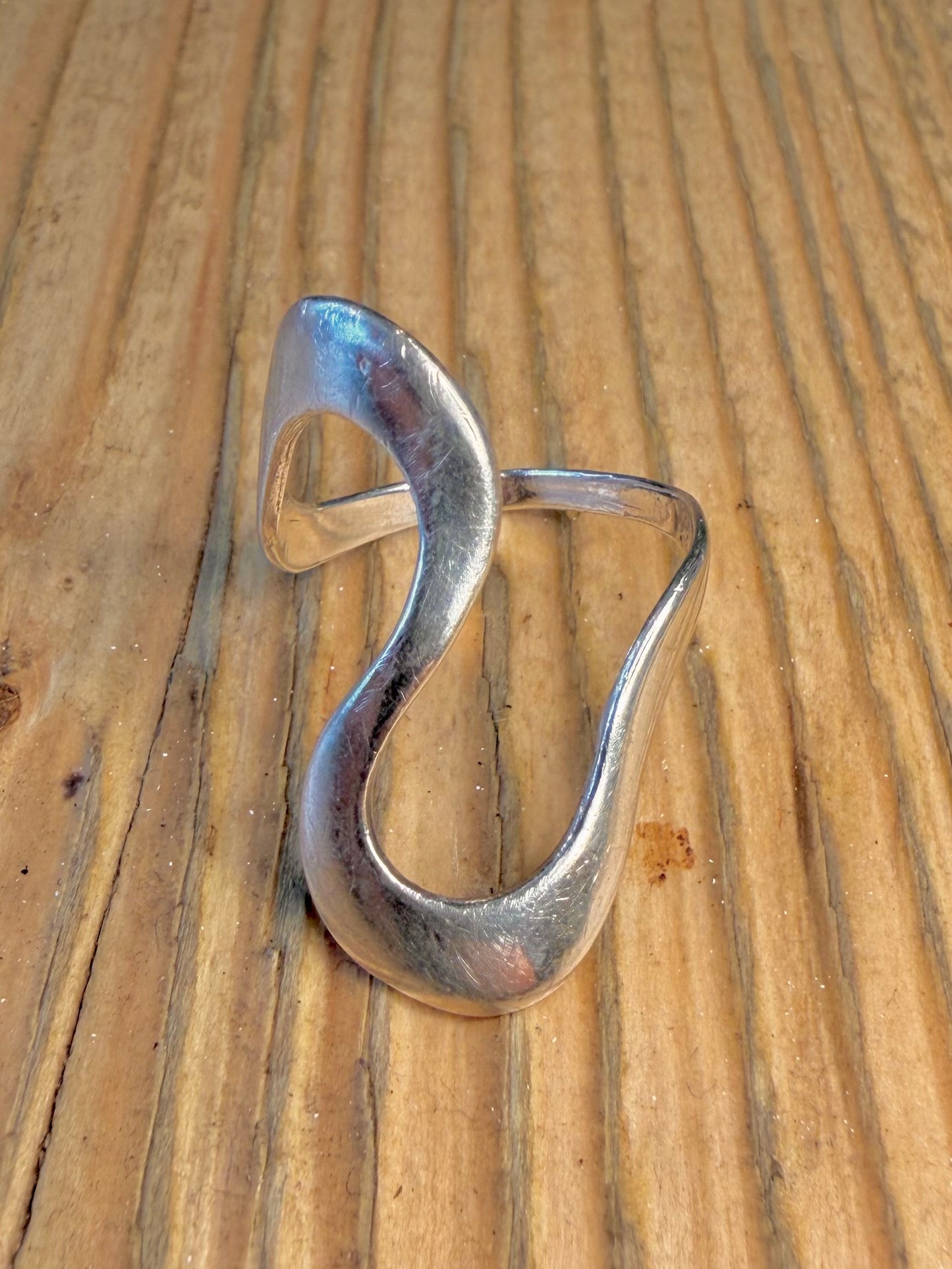 Abstract Wave 925 Sterling Silver Size T Ring