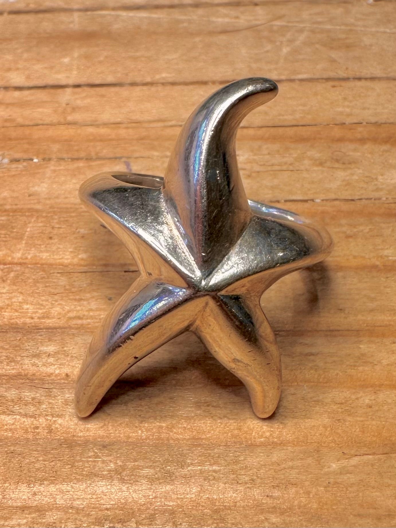 Abstract Chunky Starfish 925 Sterling Silver Size O1/2 Ring