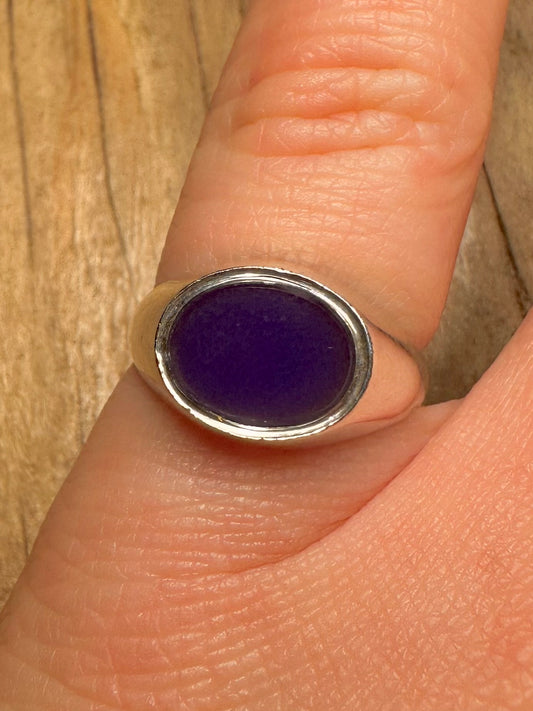 Vintage Dark Blue 925 Sterling Silver Size M Ring