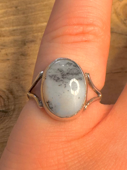 Vintage Dendritic 925 Silver Size N Ring