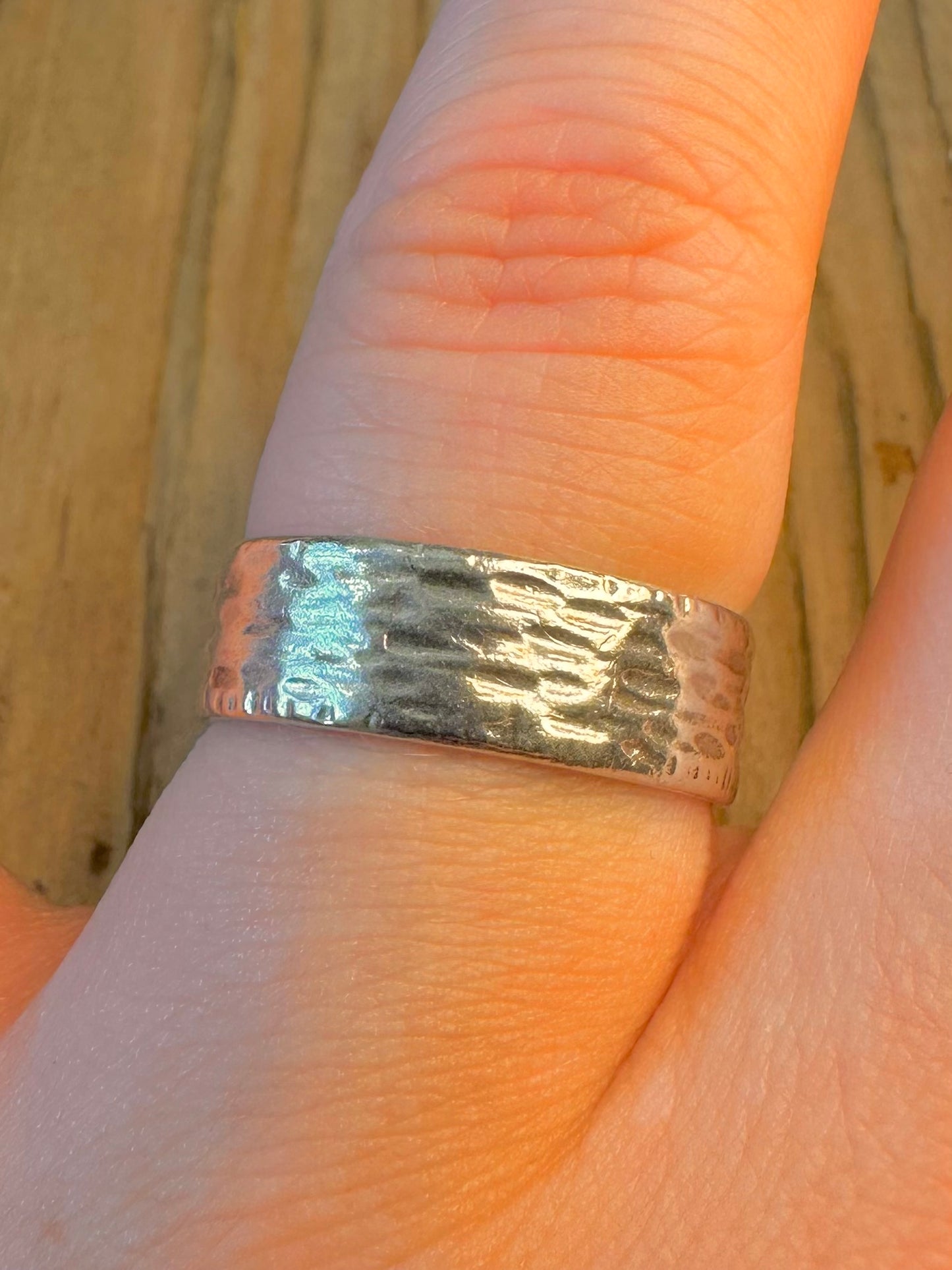 Textured Band 925 Sterling Silver Size R Ring