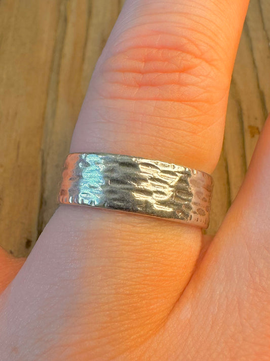 Textured Band 925 Sterling Silver Size R Ring