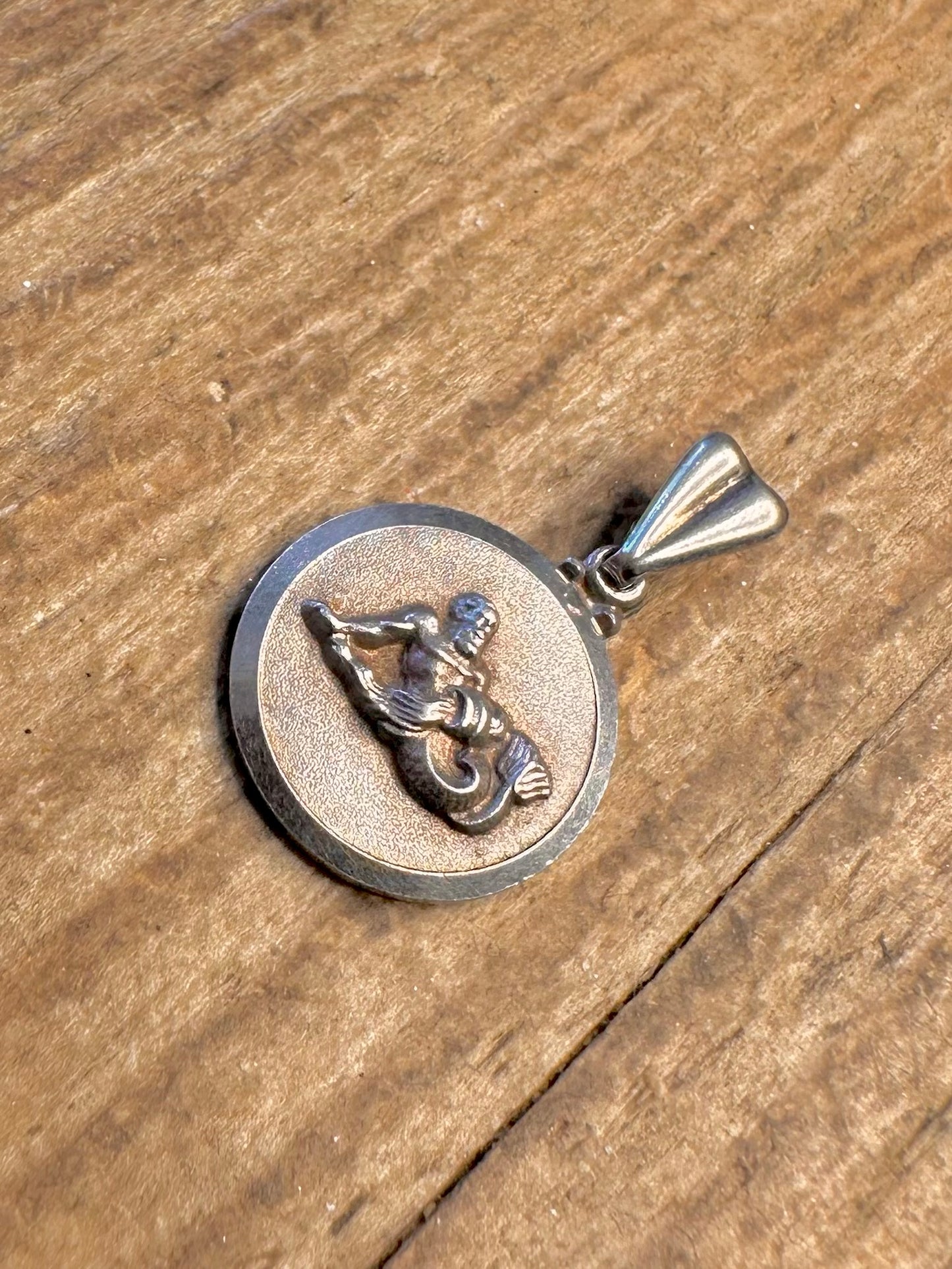 Tierkreis Wassermann 1969 Kreis 925 Sterling Silber Anhänger
