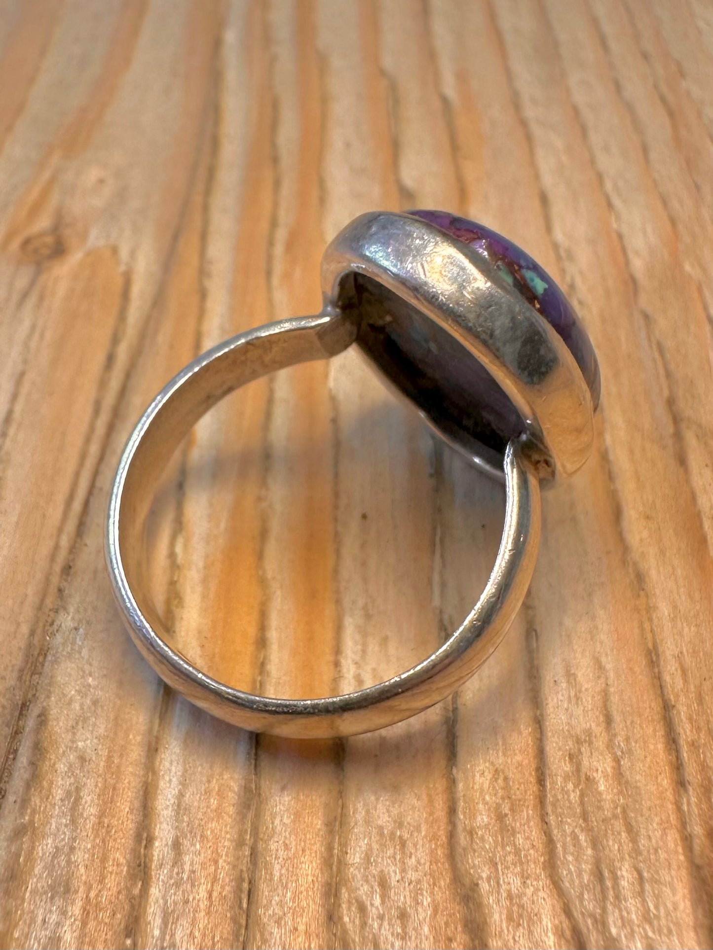 Vintage Purple Turquoise Oval 925 Sterling Silver Size R Ring