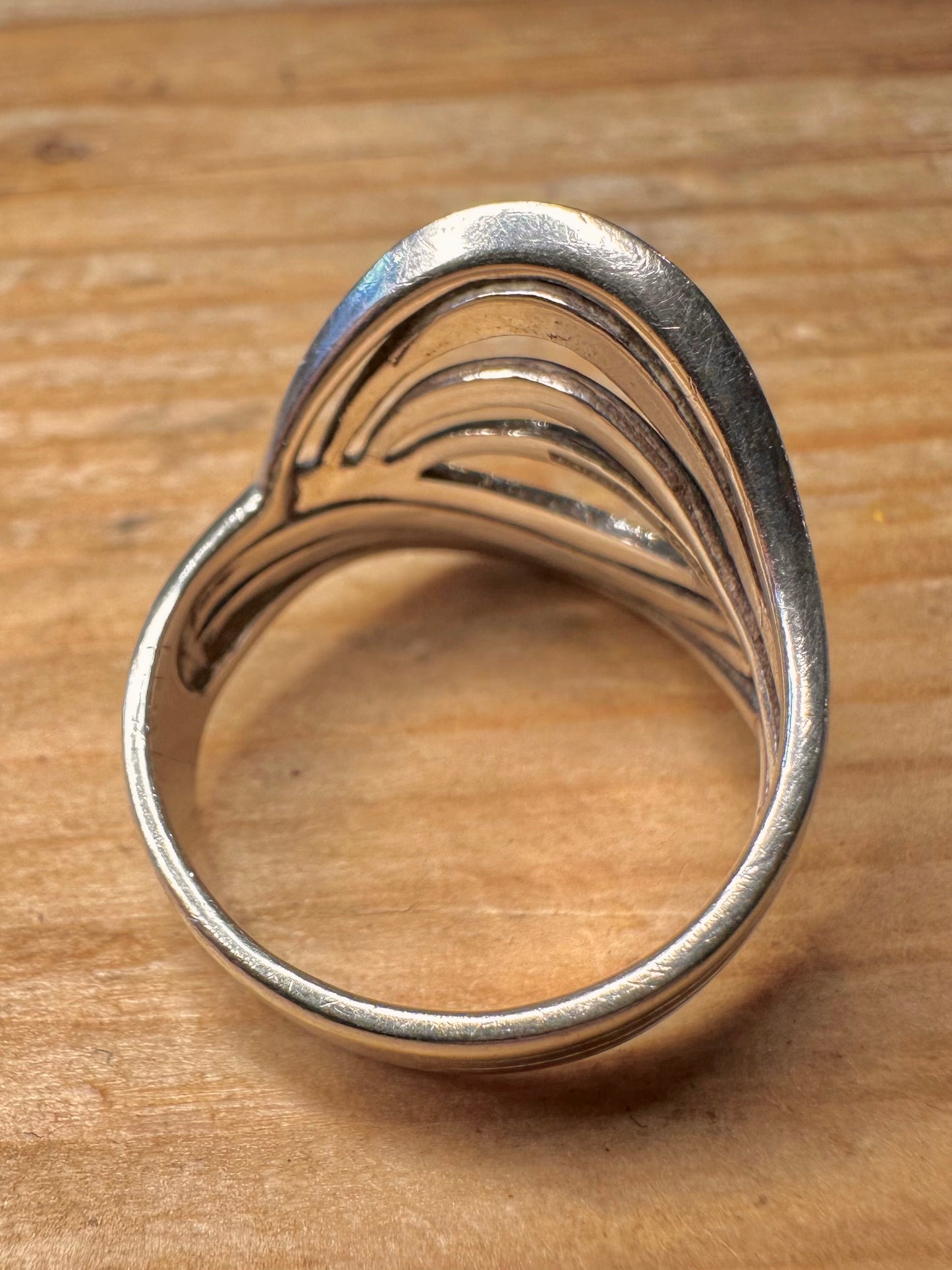 Abstract Wavy 925 Sterling Silver Size S1/2 Ring