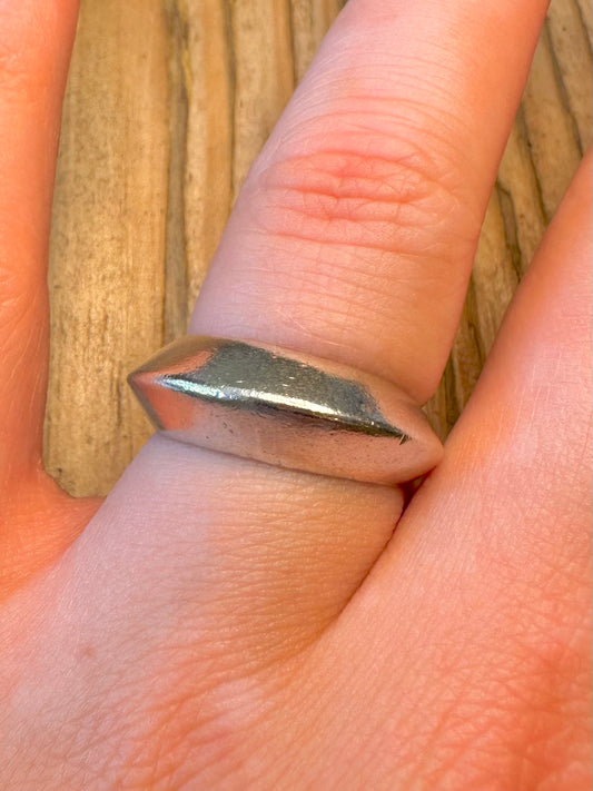 Abstract Band 925 Sterling Silver Size Q1/2 Ring