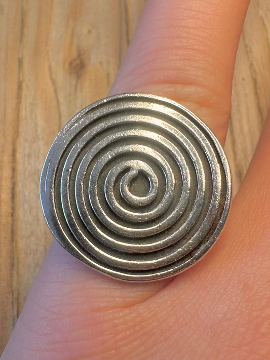 Vintage Spiral Circle 925 Sterling Silver Size K Ring