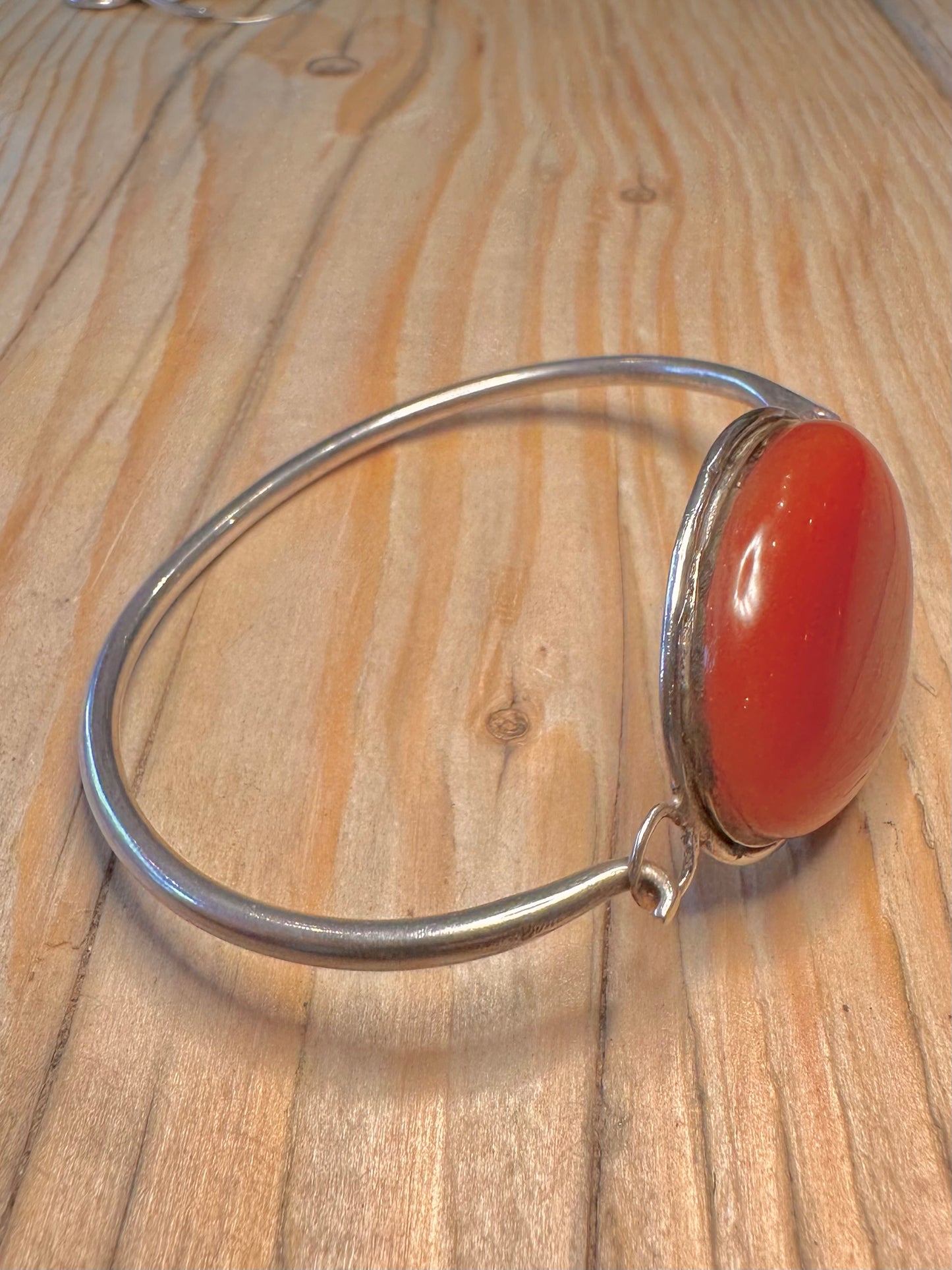 Vintage Carnelian 925 Silver Bangle