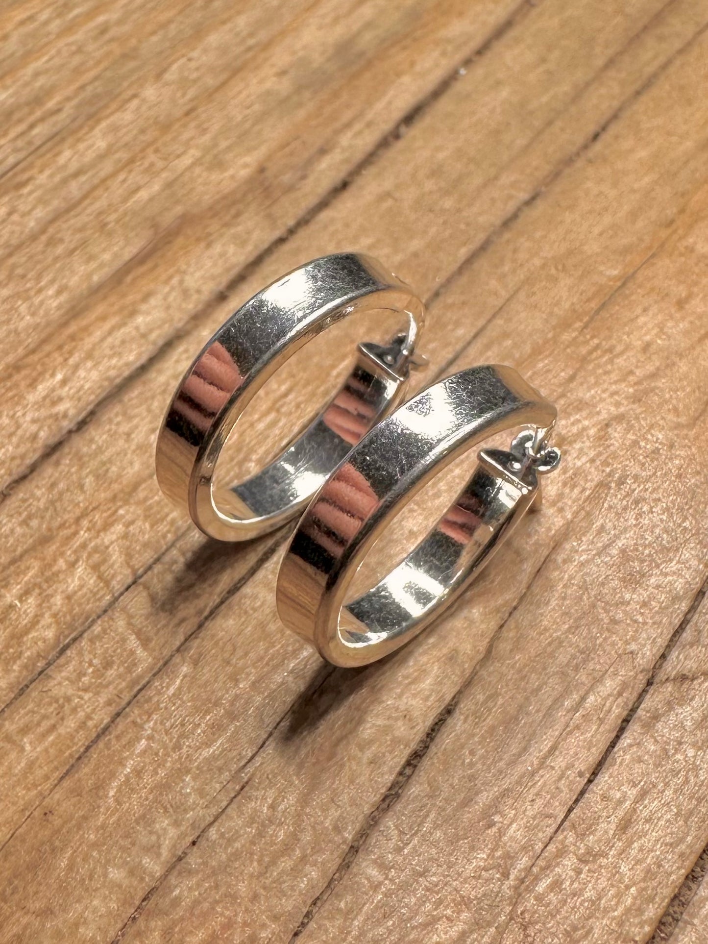 Modernist Chunky Hoops Italy 925 Sterling Silver Earrings