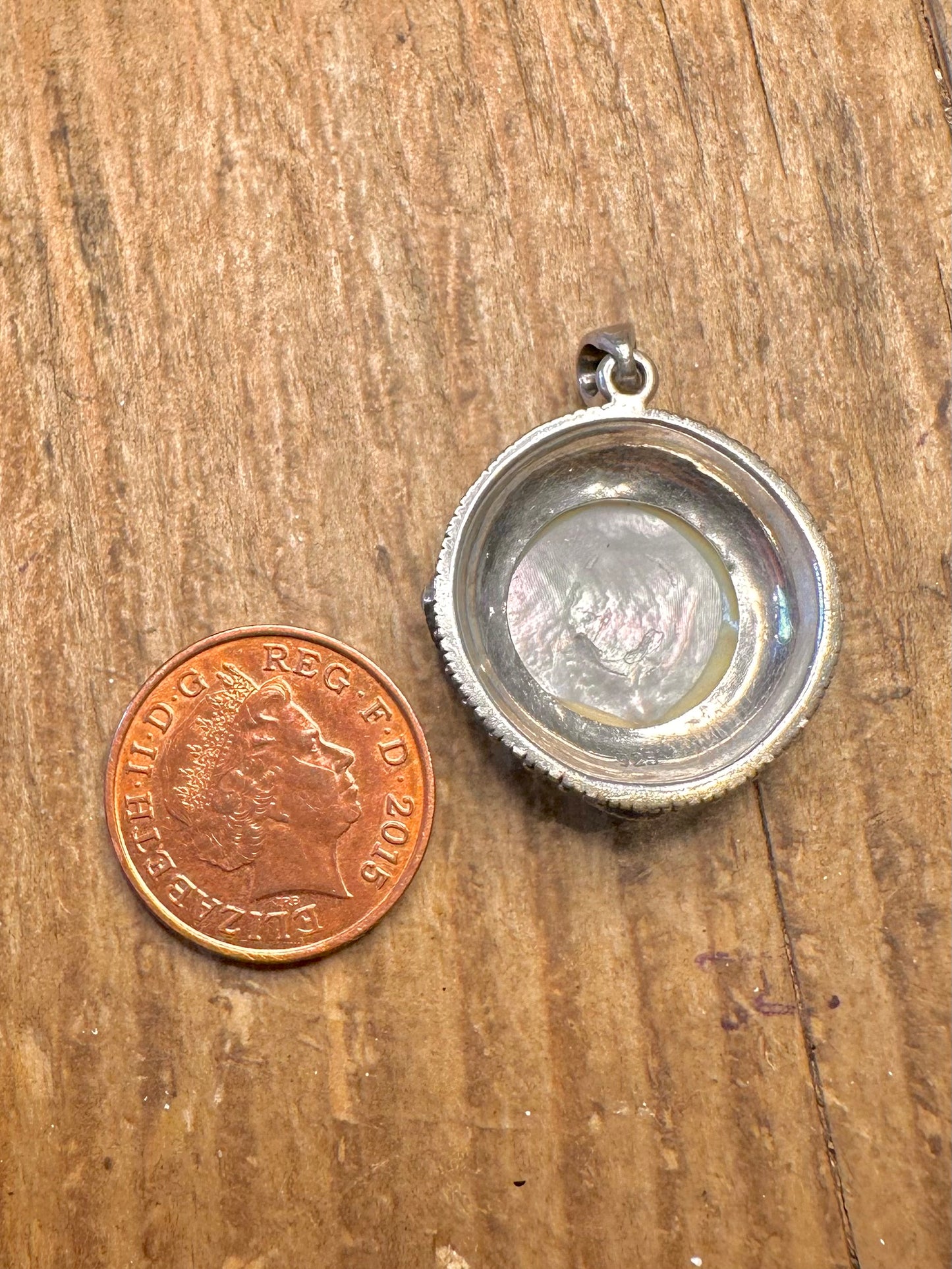 Mother of Pearl and Marcasite 925 Sterling Silver Pendant