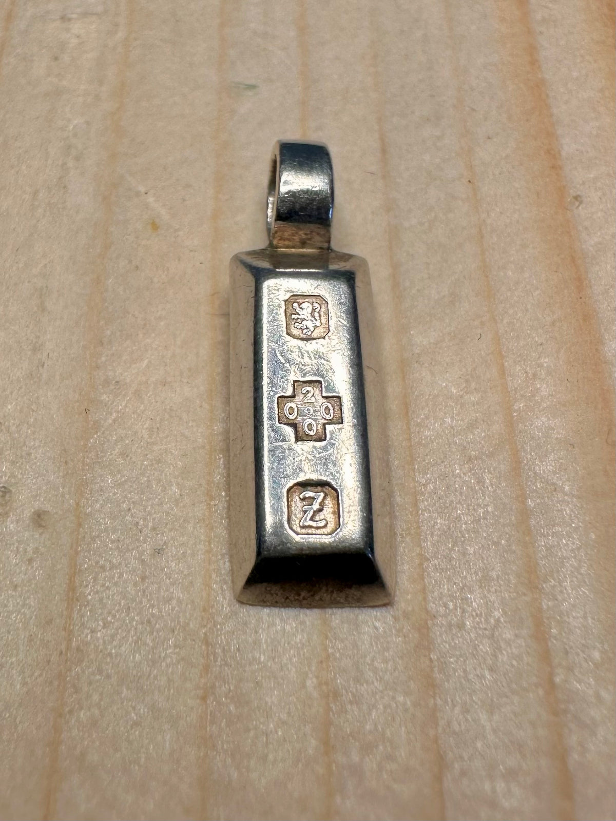 Ingot 1997 Maker KH Hallmarked 925 Sterling Silver Pendant