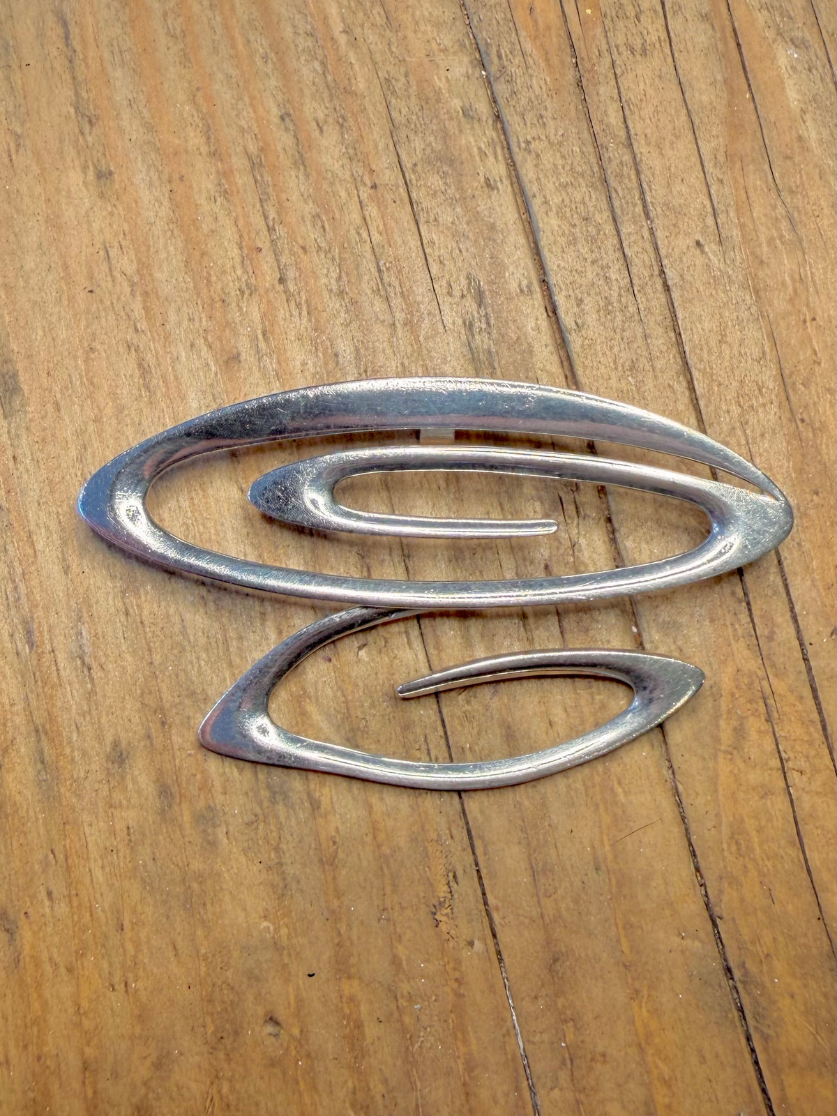 Large Abstract Sharp Swirl Mexico 925 Sterling Silver Pendant