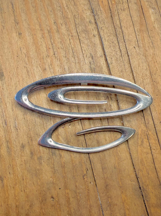 Large Abstract Sharp Swirl Mexico 925 Sterling Silver Pendant
