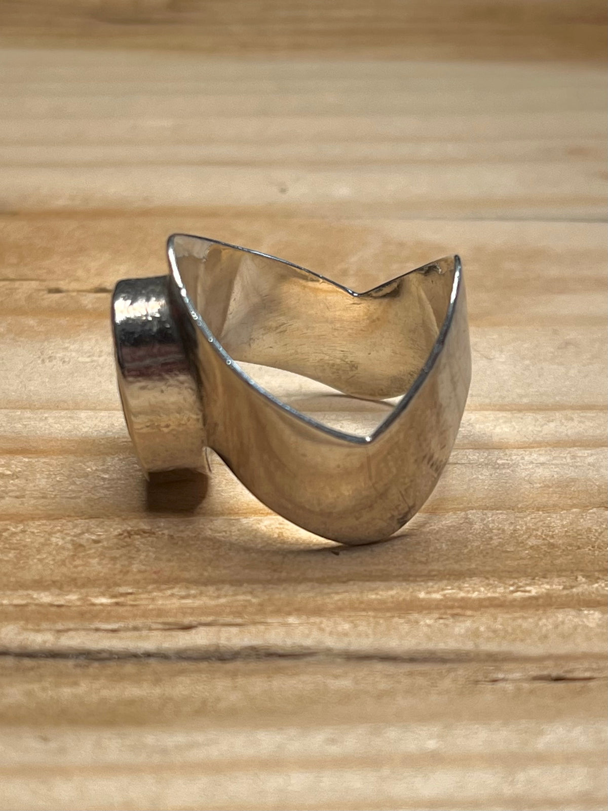 Abalone Iridescent Shell Wavy Band 925 Sterling Silver Size O Ring