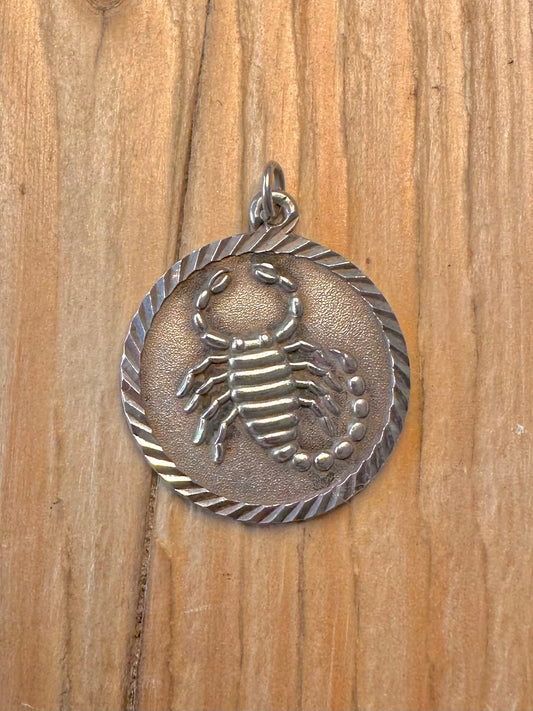 Vintage Scorpio Zodiac 925 Sterling Silver Pendant