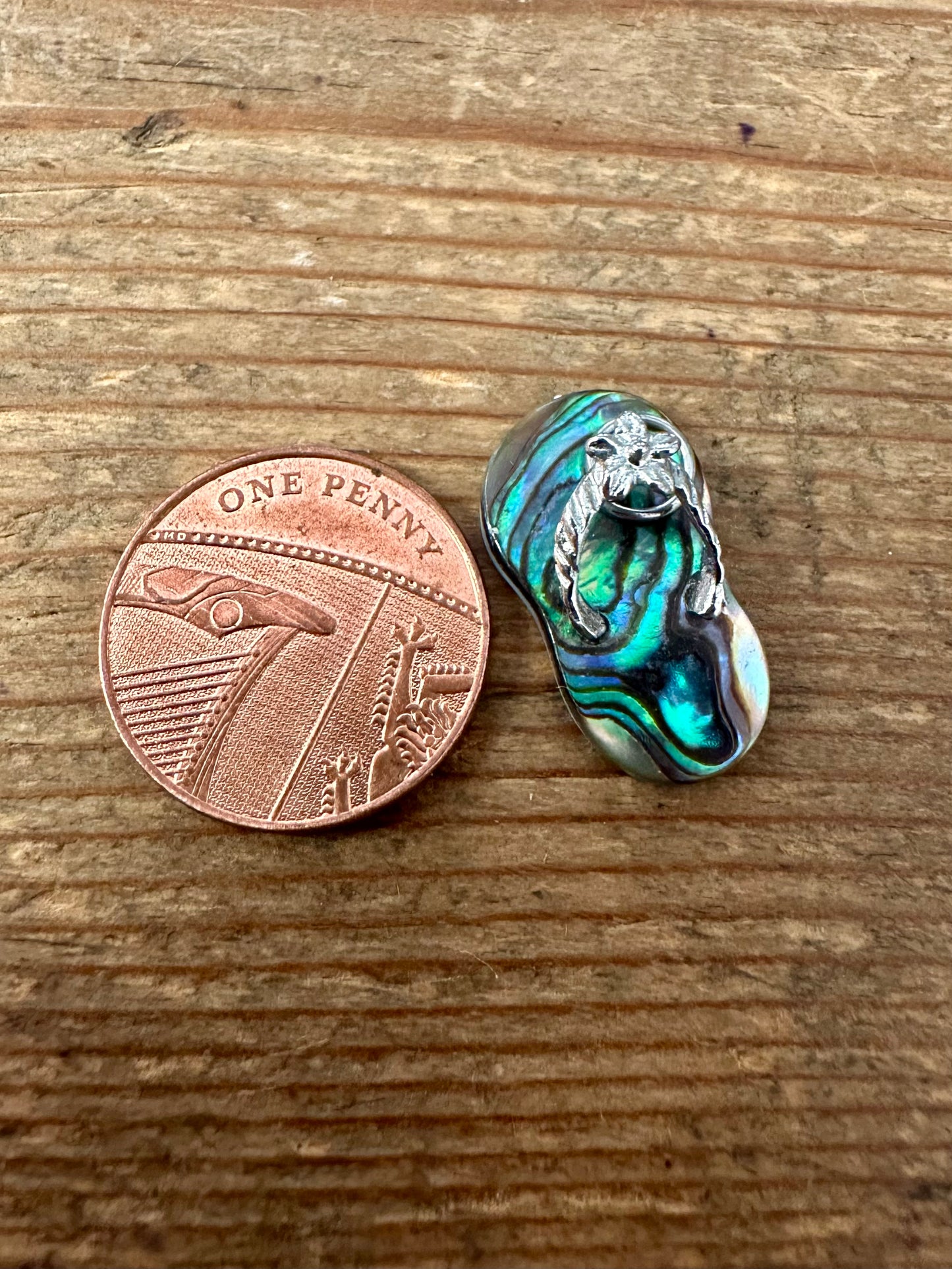 Modern Abalone Flip Flop Silver Pendant