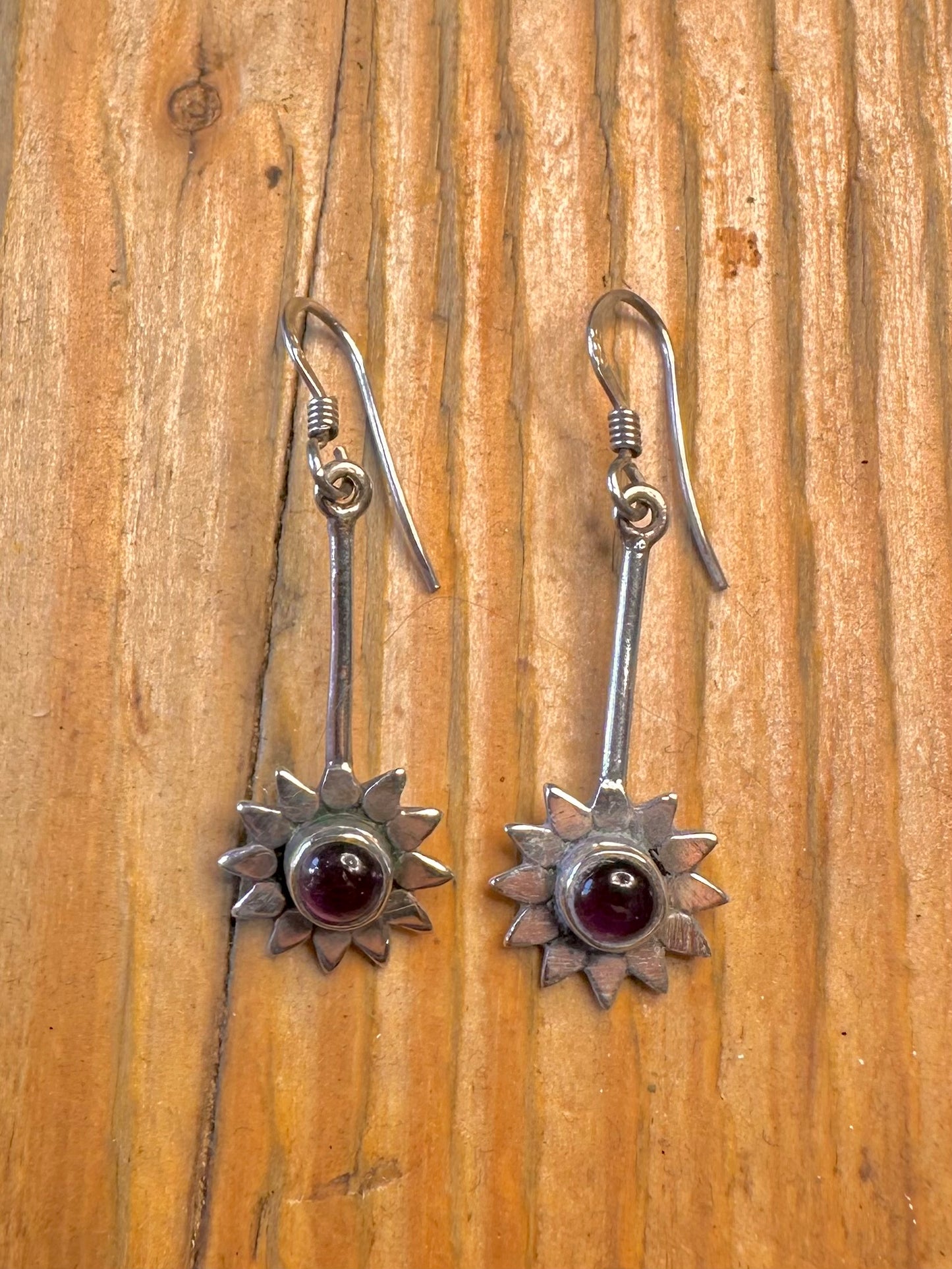 Amethyst Flower Dangle 925 Sterling Silver Earrings