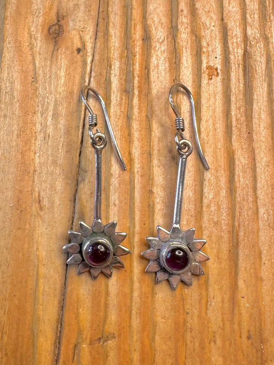 Amethyst Flower Dangle 925 Sterling Silver Earrings