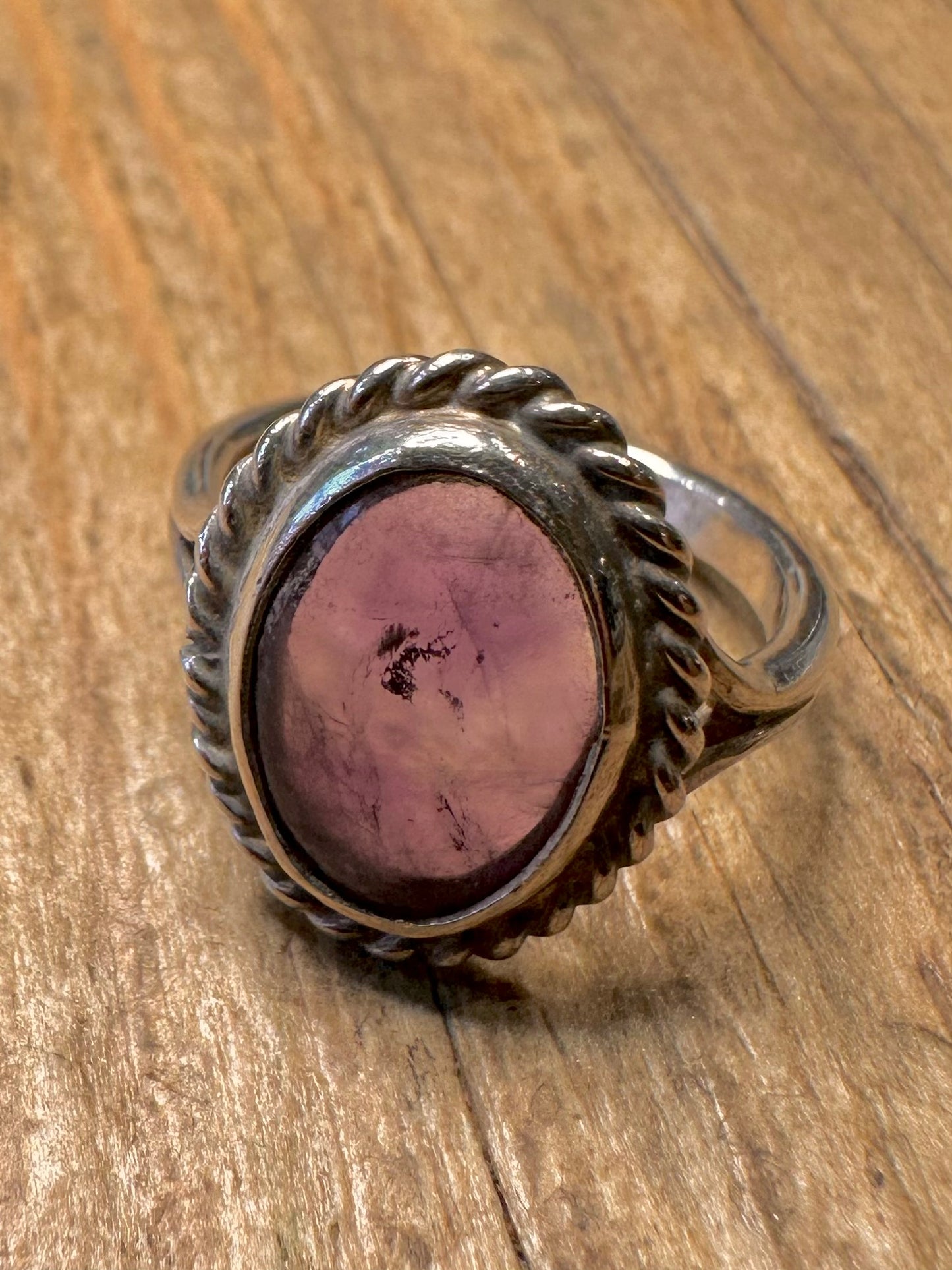 Vintage Amethyst Oval 925 Sterling Silver Size N Ring
