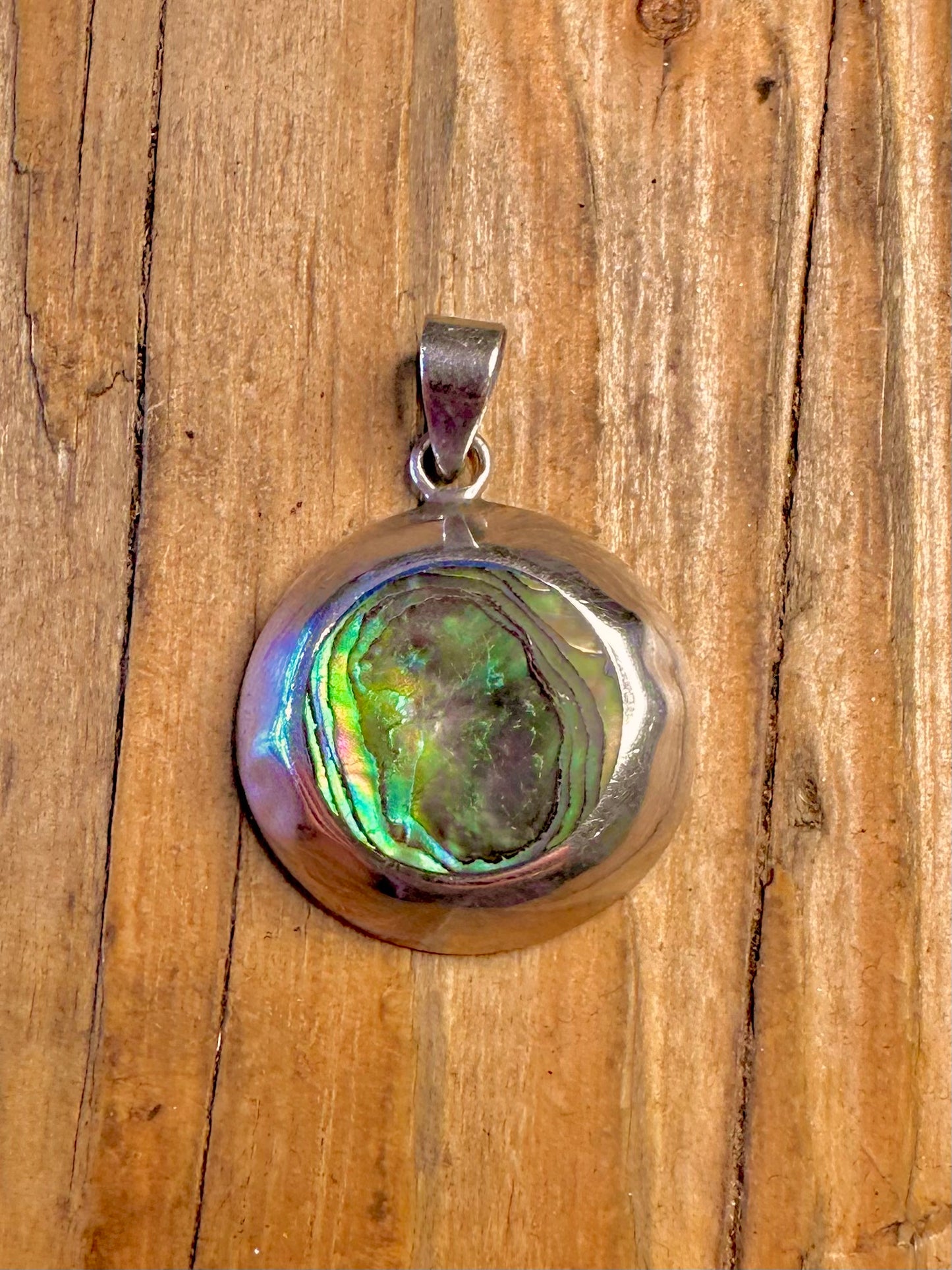 Modern Abalone Circle 925 Sterling Silver Pendant
