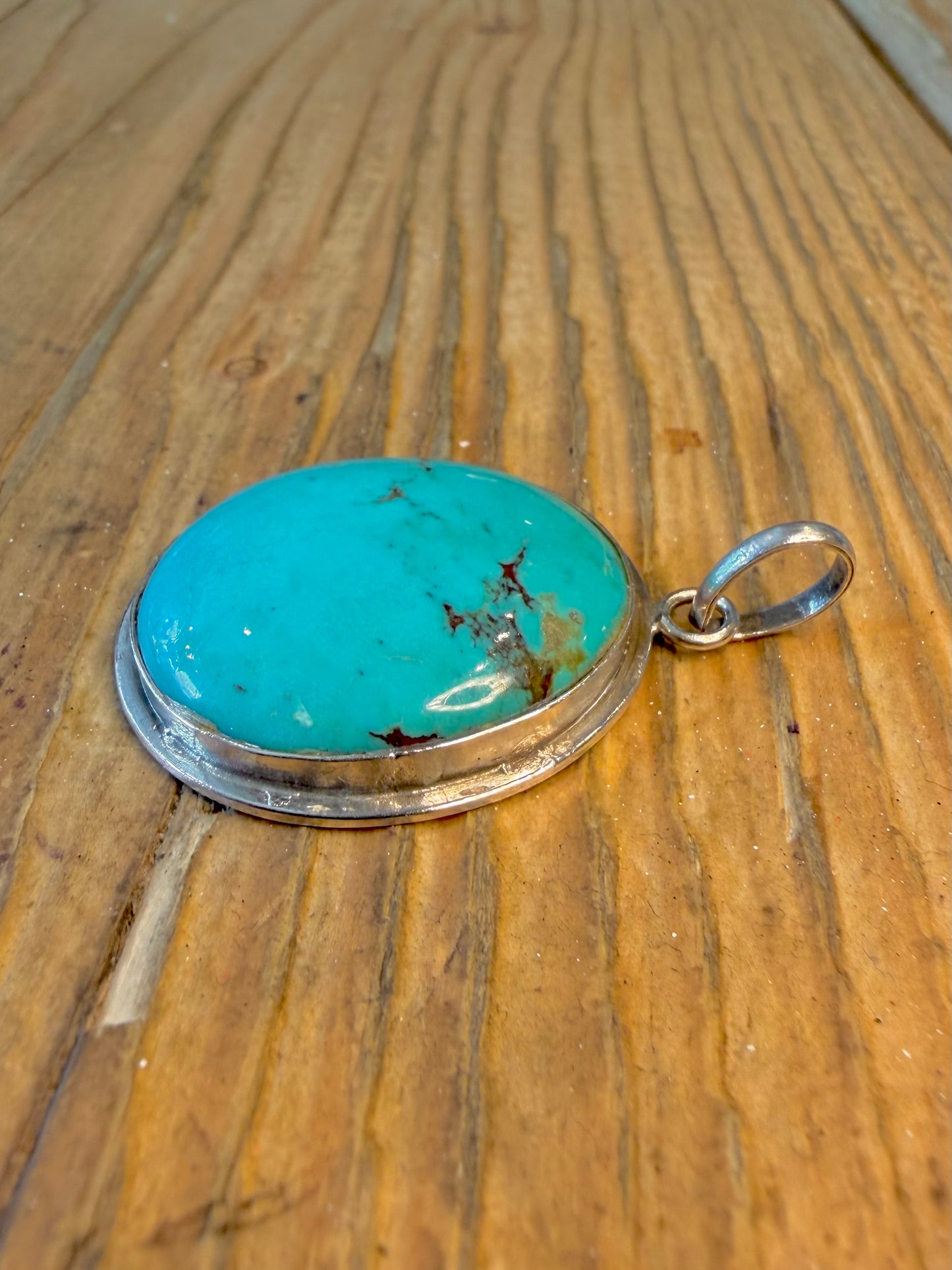 Polished Round Turquoise 925 Sterling Silver Pendant