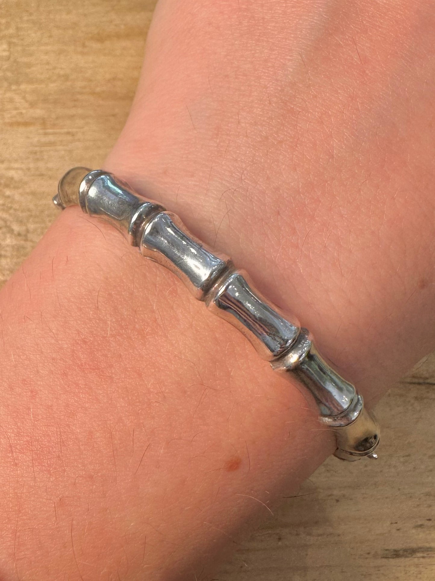 Vintage 1977 Bamboo Style 925 Silver Bangle