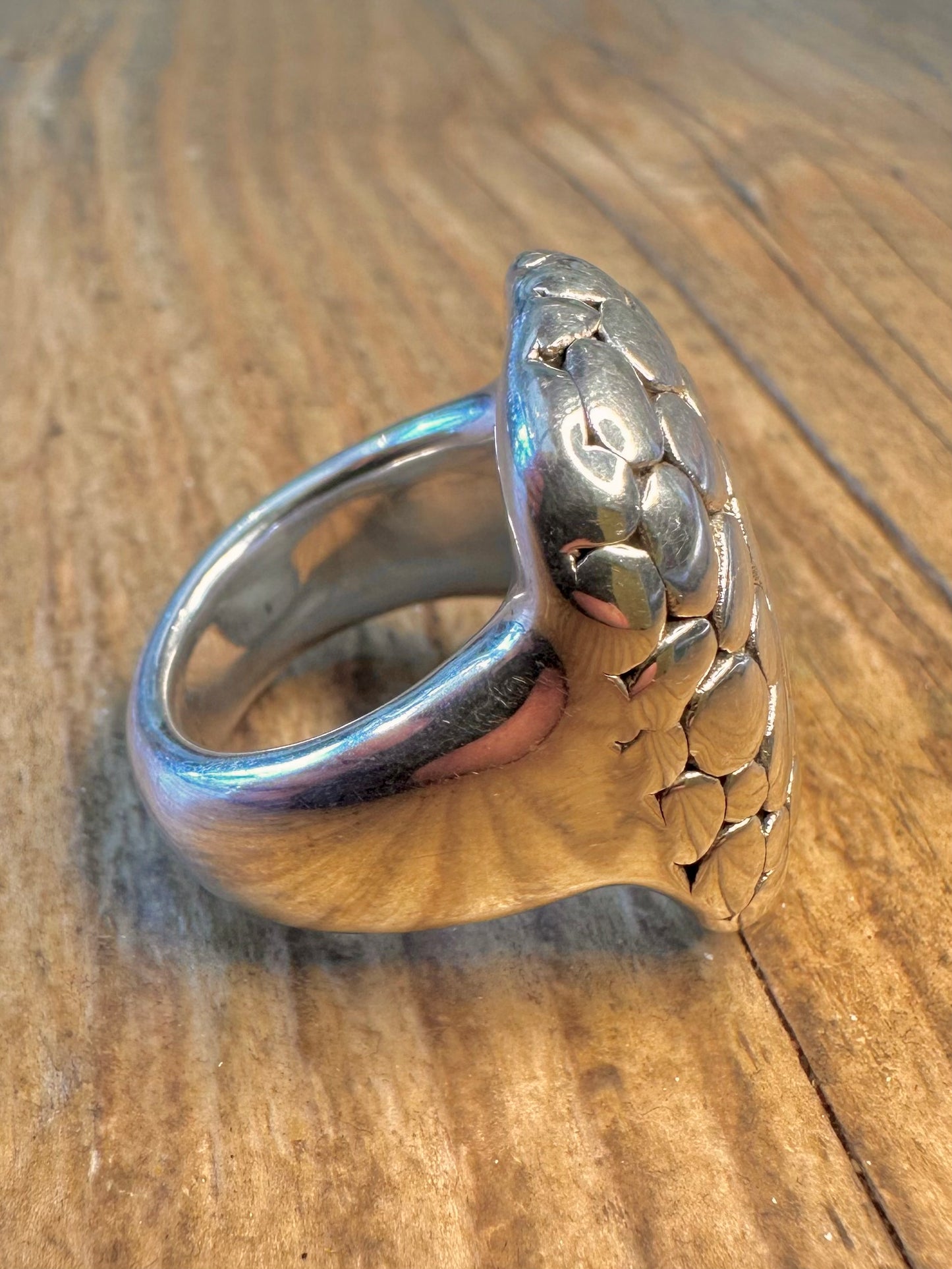 Abstract Pebble Style 925 Sterling Silver Size P Ring