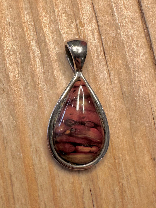 Vintage Jasper Teardrop 925 Sterling Silver Pendant