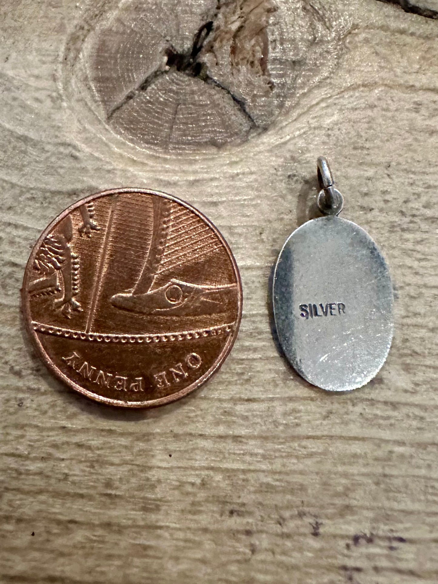 Vintage Letter A Oval Scalloped Edge Silver Pendant