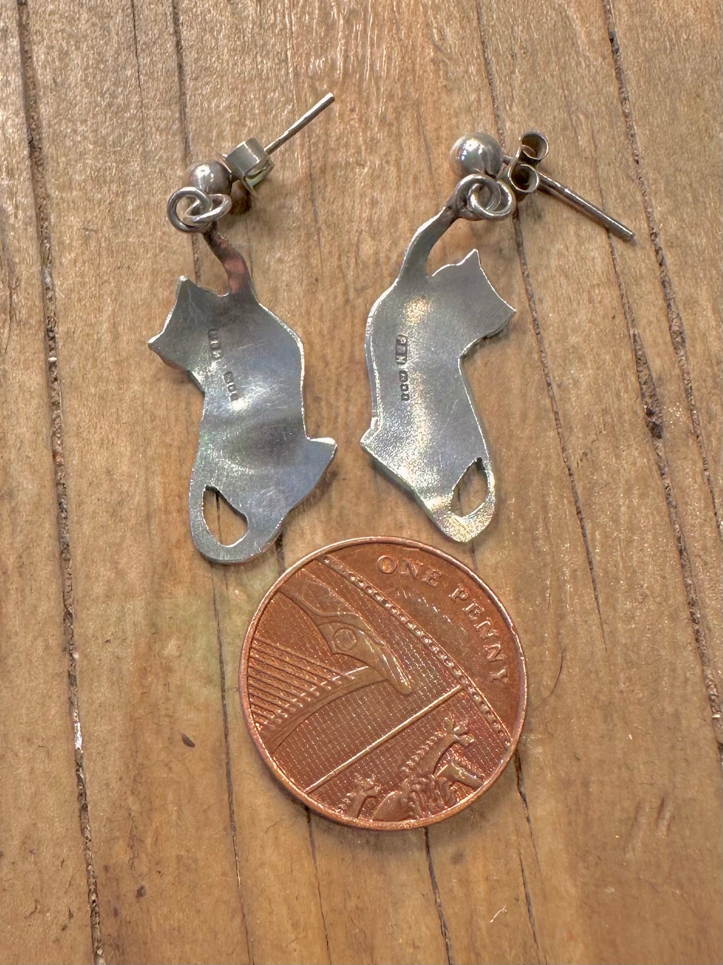 Vintage 1983 Dangle Cats 925 Sterling Silver Hallmarked Earrings