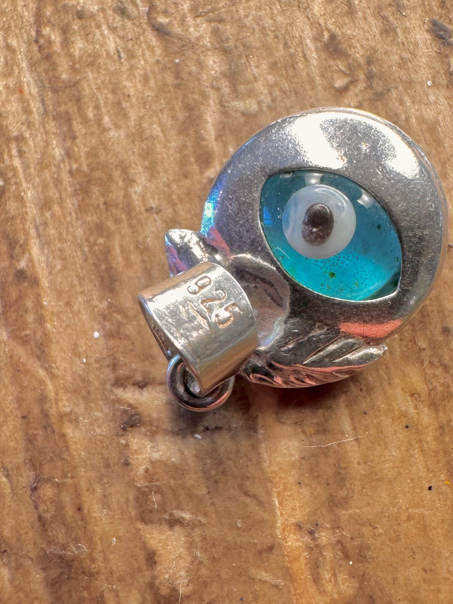 Evil Eye Leaf Design 925 Sterling Silver Pendant