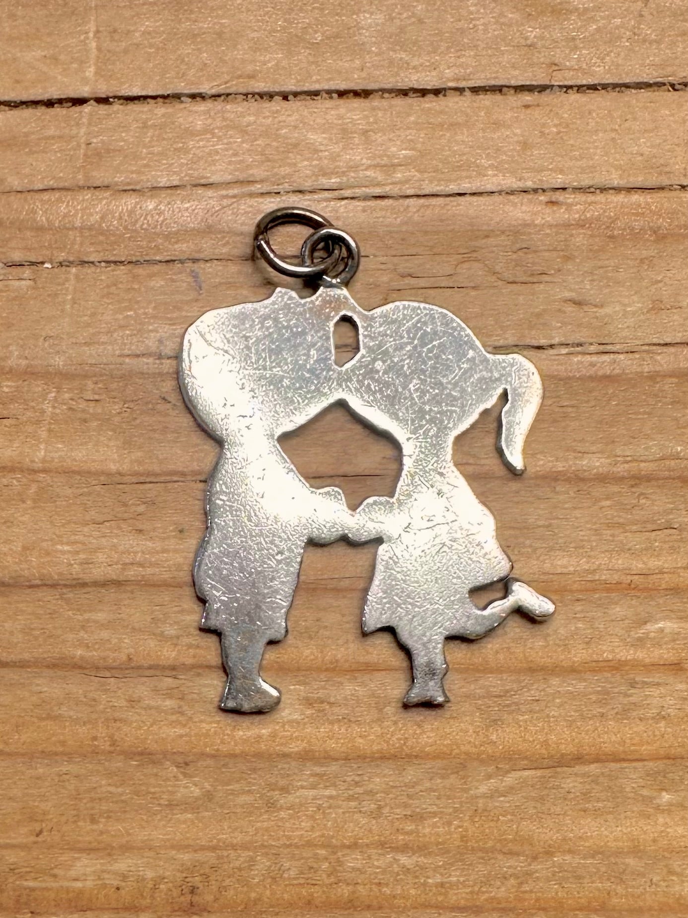 Vintage Boy and Girl Kissing 925 Sterling Silver Pendant