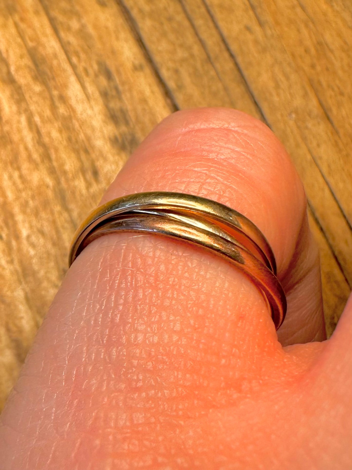 9 Karat Gold Rosé Gelb Weiß Russischer Bandring Größe L1/2