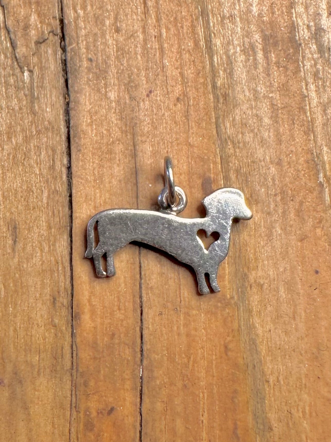 Dachshund Cut Out Heart 925 Sterling Silver Pendant