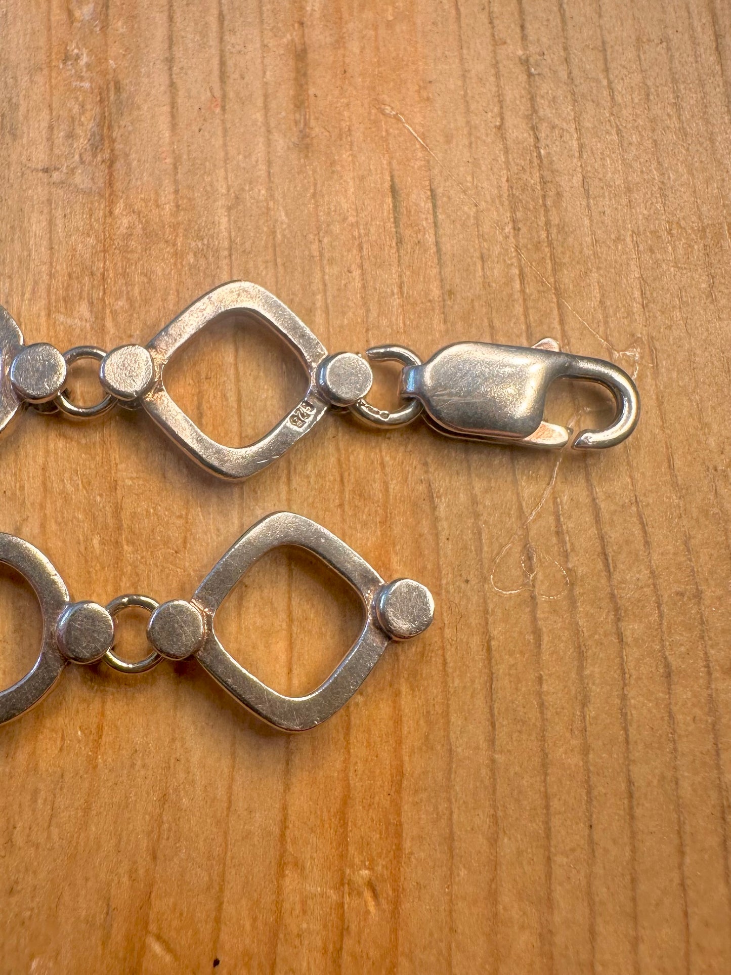 Geometric Circle Square Link Maker MM 925 Sterling Silver 7.5 inch Bracelet