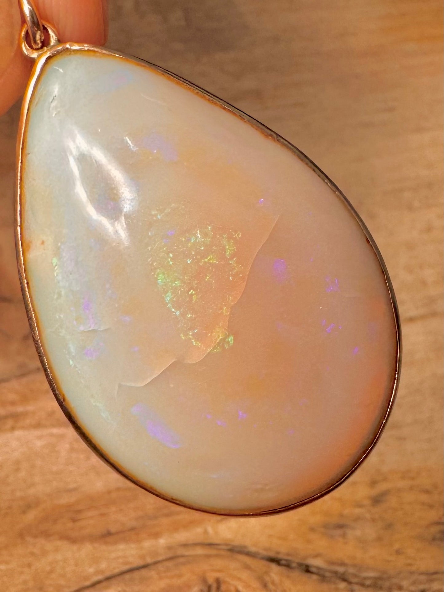 Vintage 9ct Gold Natural Opal Pear Drop Pendant