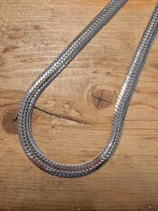 Vintage Chunky Herringbone 925 Silver 17.8 inch Necklace