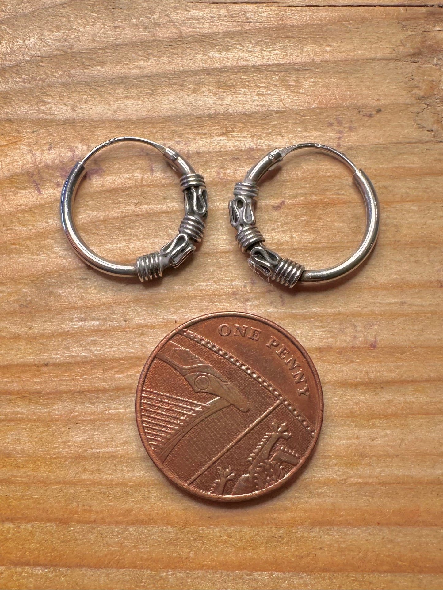 Vintage Tribal Hoops 925 Sterling Silver Earrings