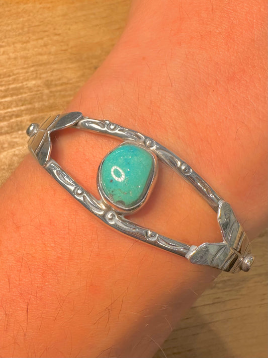 Vintage Native American Turquoise 925 Silver Cuff Bangle