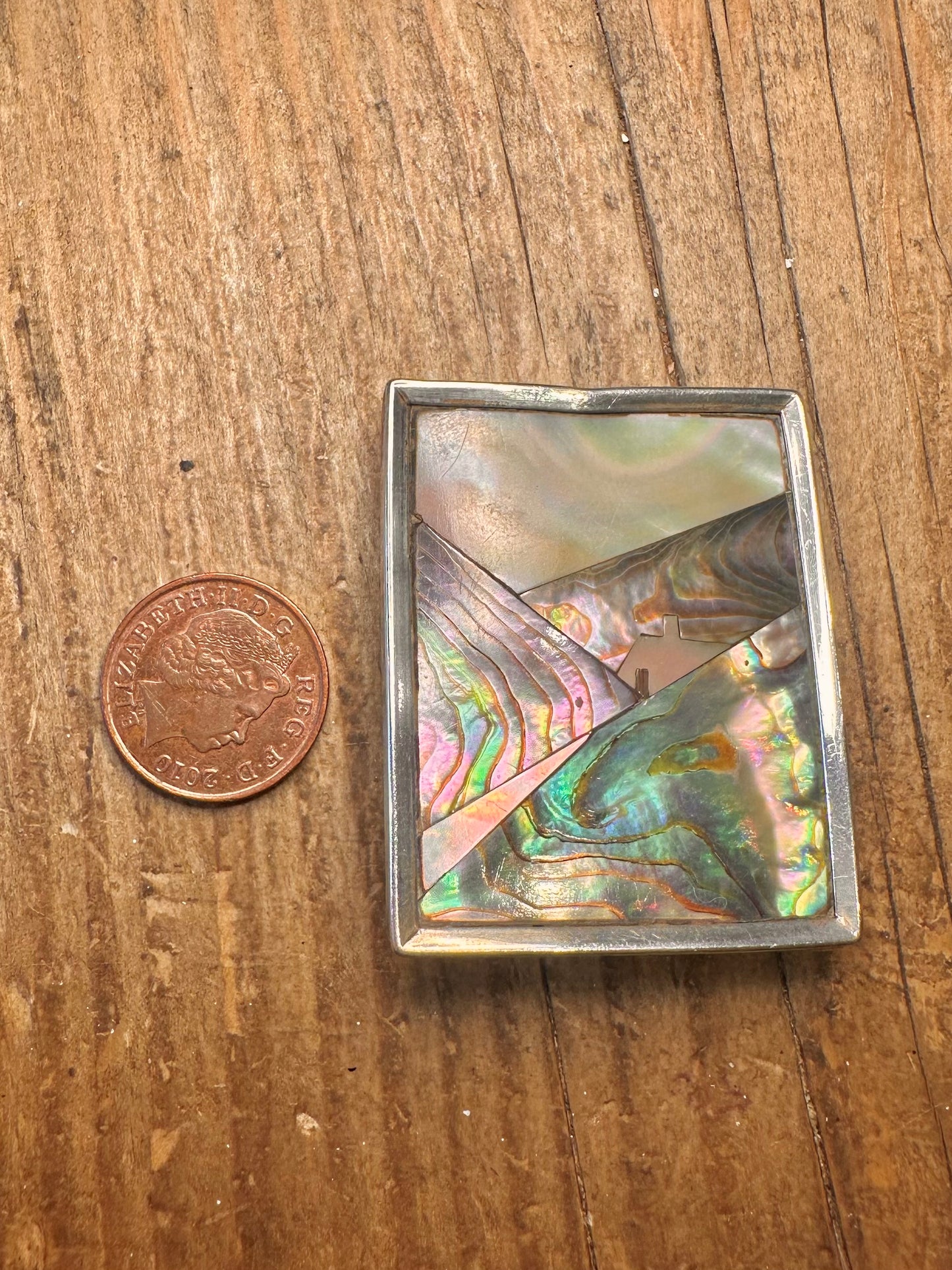 Abalone Scene Picture Frame Sterling Silver Front Collectable