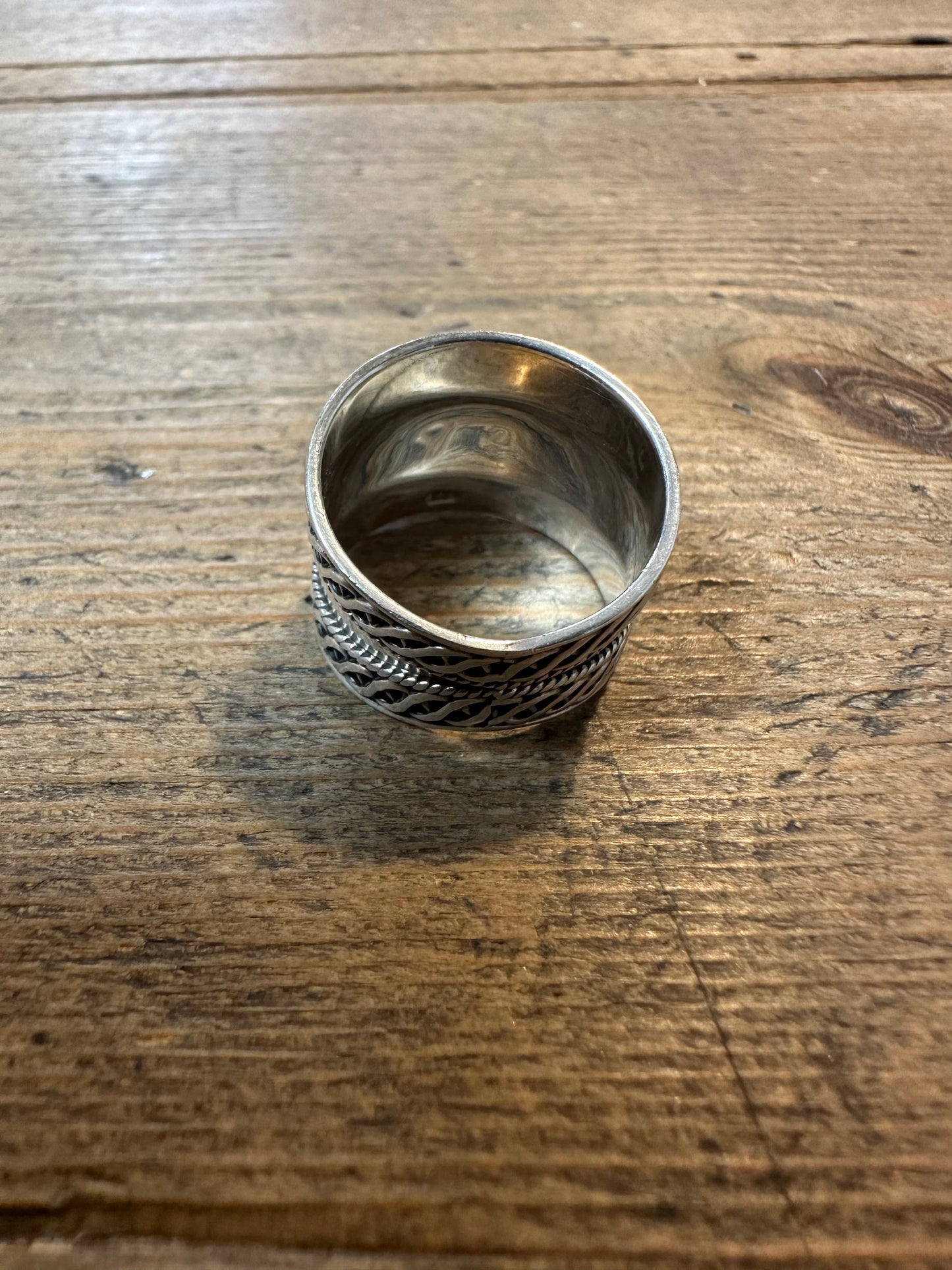 Vintage Tribal Band 925 Silver Size T Ring